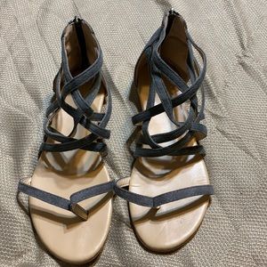 Gray strappy sandals